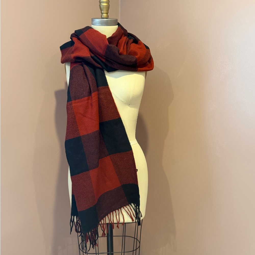 Madewell Red and Black Checkered Scarf